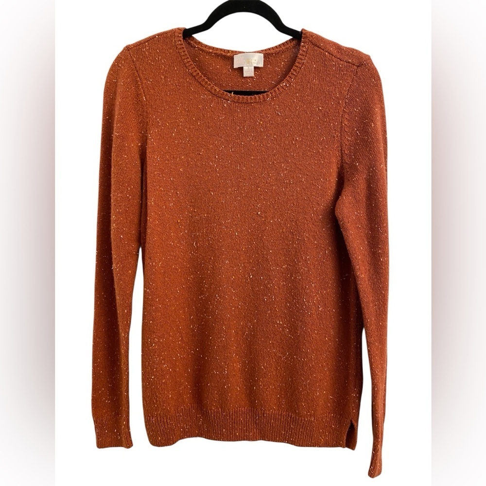 Belle by Kim Gravel Rust Tweed Round Neck Sweater S